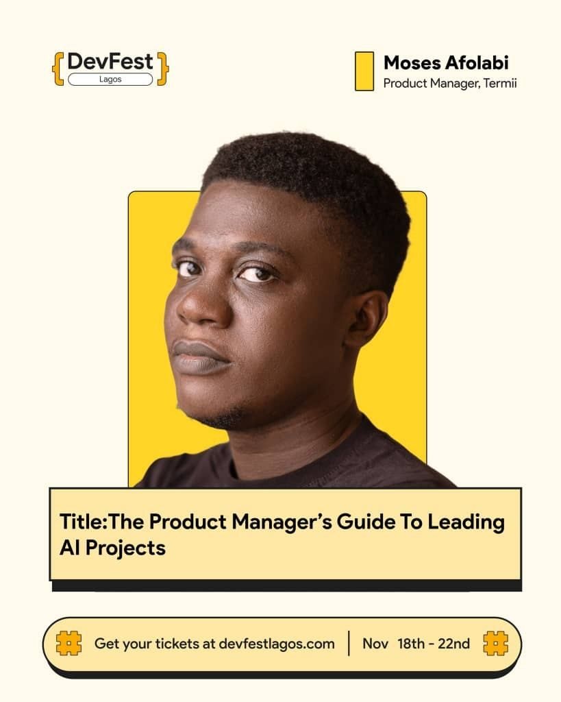 DevFest Lagos speaker poster for Moses Afolabi